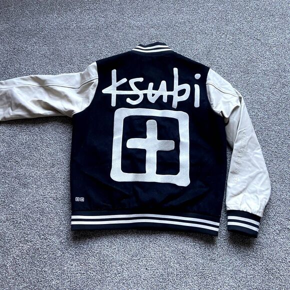KSUBI KING LETTERMAN VARSITY JACKET HI FI FUTURE IN BLACK AND WHITE SIZE LARGE